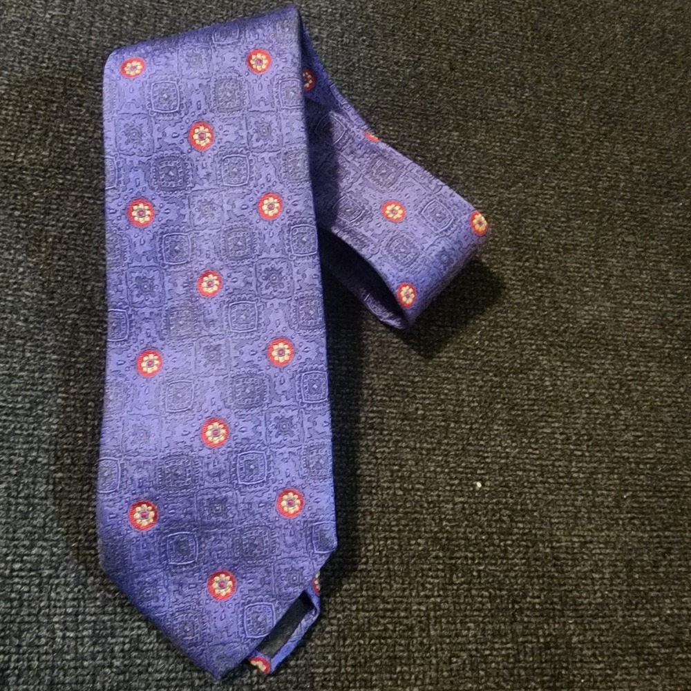Vtg Fendi Roma‎ Tie 59" Red Blue/Purple Black Yellow Print Silk Italy - Picture 10 of 10